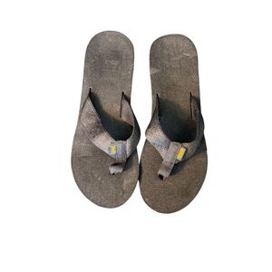 Teva - Flip Flop Sandals Black Patterned Platform Strap Sz 9